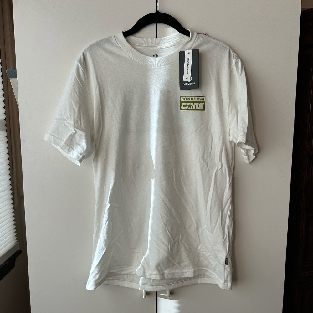 Converse Cons Graphic Short Sleeve T-Shirt White/Green Mens Size Small NEW